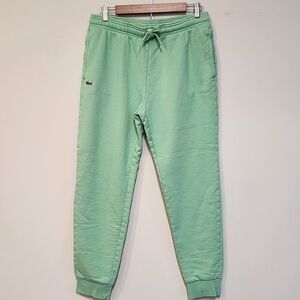 Lacoste Men Green Jogger Pants Mint Green Sweat Pants Casual Panrs Elastic Waist